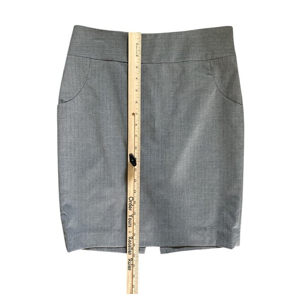 The Limited Collection Womens Pinstripe Pencil Skirt Size 0 Gray Back Slit Work - Picture 5 of 5
